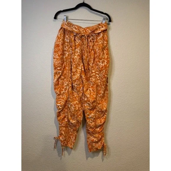 Free People Dusk till dawn Parachute Ruched Pants Boho Sz Small - Picture 2 of 7